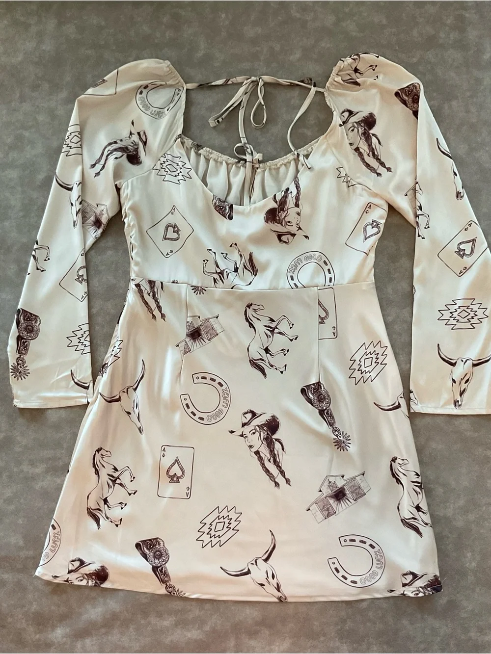 Bailey Rose NWT Western Cowboy Print Mini Dress XL Long Sleeve Rodeo - Picture 2 of 7